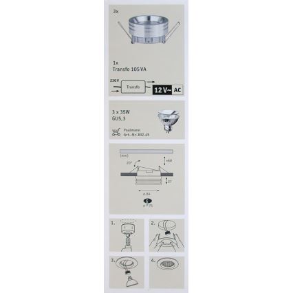 Paulmann 92548 - SET 3x Podhľadové svietidlo PREMIUM LINE 3xGU5,3/35W/230V/12V
