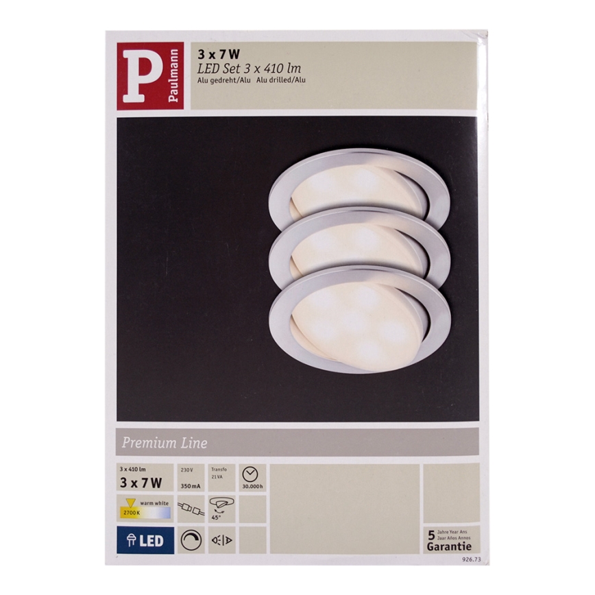 Paulmann 92673 - SADA 3xLED/7W Podhľadové svietidlo PREMIUM 3xLED/7W/230V/350m