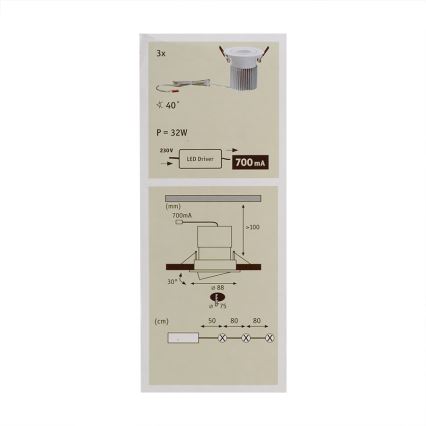 Paulmann 92685 - SET 3x 3x LED Podhľadové svietidlo PREMUIM LINE 3xLED/10W/230V