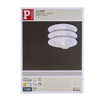 Paulmann 92689 - SET 3x 3x LED Podhľadové svietidlo PREMIUM LINE 3xLED/7,5W/230V