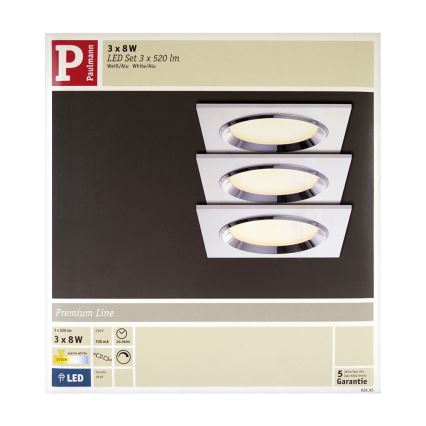 Paulmann 92695 - SADA 3x LED Podhľadové svietidlo DICE 3xLED/8W/230V