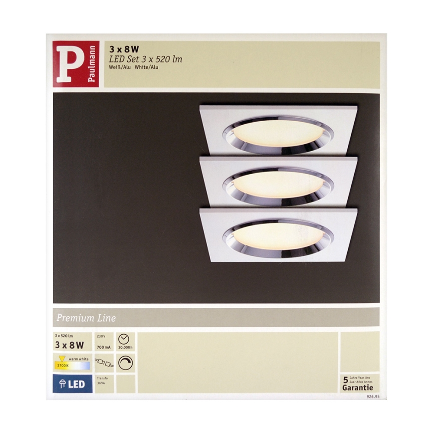 Paulmann 92695 - SADA 3x LED Podhľadové svietidlo DICE 3xLED/8W/230V
