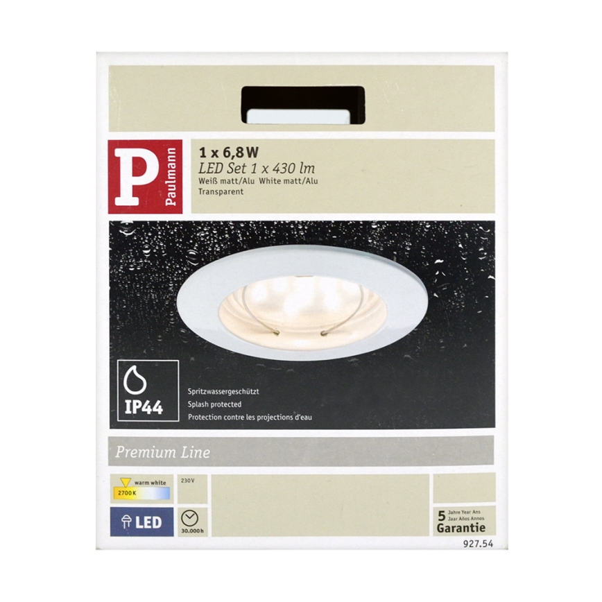 Paulmann 92754 - LED/6,8W IP44 Kúpeľňové podhľadové svietidlo COIN 230V