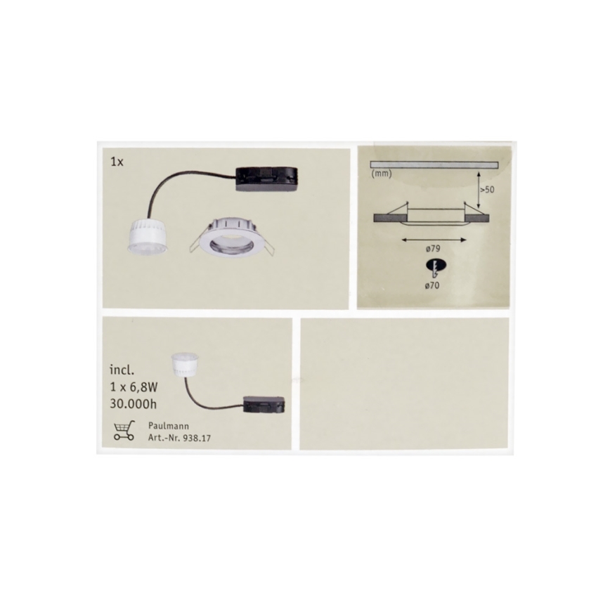 Paulmann 92758 - LED Podhľadové svietidlo COIN 1xLED/6,8W/230V