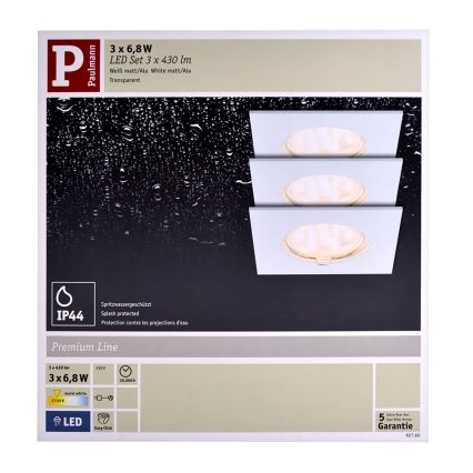 Paulmann 92760 - SADA 3X LED Podhľadové svietidlo COIN LED/6,8W/230V biela