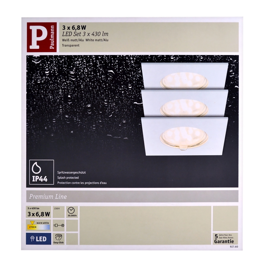 Paulmann 92760 - SADA 3X LED Podhľadové svietidlo COIN LED/6,8W/230V biela