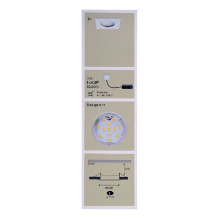 Paulmann 92760 - SADA 3X LED Podhľadové svietidlo COIN LED/6,8W/230V biela