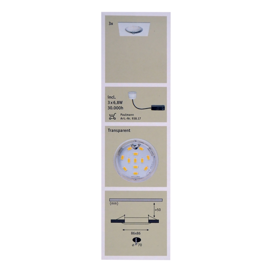 Paulmann 92760 - SADA 3X LED Podhľadové svietidlo COIN LED/6,8W/230V biela