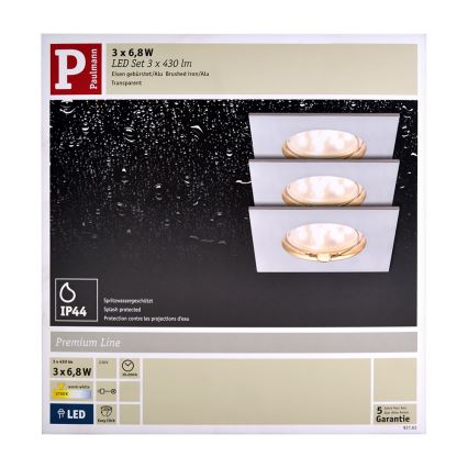 Paulmann 92762 - SADA 3x LED Kúpeľňové podhľadové svietidlo COIN 3xLED/6,8W/230V