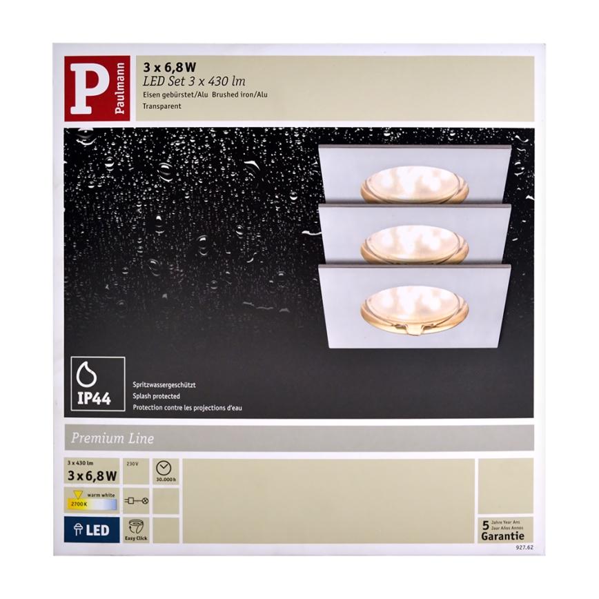 Paulmann 92762 - SADA 3x LED Kúpeľňové podhľadové svietidlo COIN 3xLED/6,8W/230V