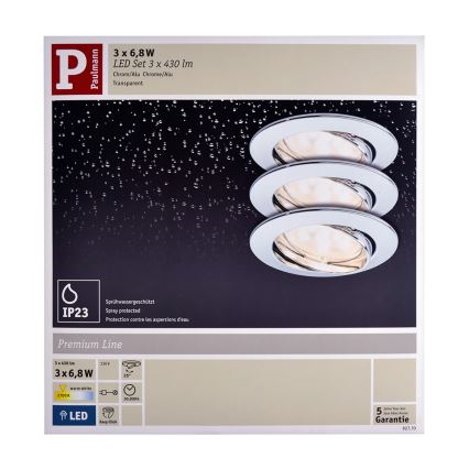 Paulmann 92770 - SADA 3xLED/6,8W Kúpeľňové podhľadové svietidlo COIN 230V