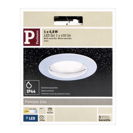 Paulmann 92804 - LED/6,8W IP44 Kúpeľňové podhľadové svietidlo COIN 230V