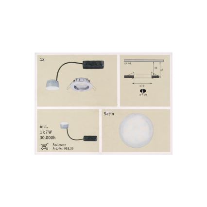 Paulmann 92828 - LED/7W Stmievateľné kúpeľňové podhľadové svietidlo COIN 230V IP44