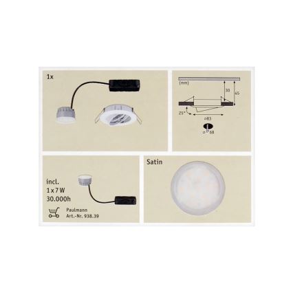 Paulmann 92830 - LED/7W IP23 Stmievateľné kúpeľňové podhľadové svietidlo COIN 230V