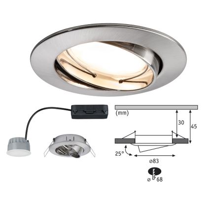 Paulmann 92834 - LED/7W Stmievateľné kúpeľňové podhľadové svietidlo COIN 230V