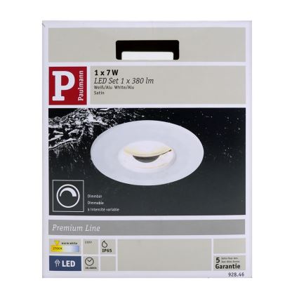 Paulmann 92846 - LED/7W IP65 Kúpeľňové stmievateľné podhľadové svietidlo PREMIUM 230V