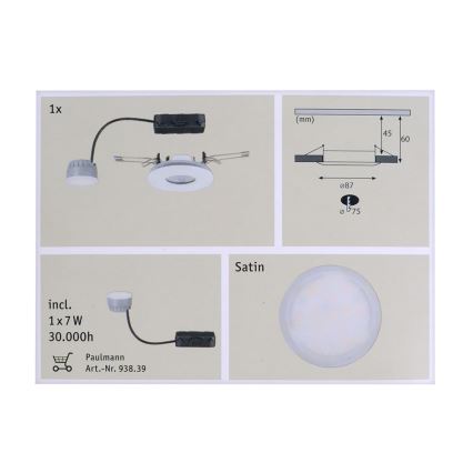 Paulmann 92846 - LED/7W IP65 Kúpeľňové stmievateľné podhľadové svietidlo PREMIUM 230V