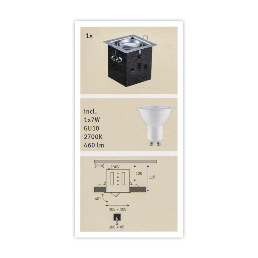 Paulmann 92905 - LED-GU10/7W Stmievateľné podhľadové svietidlo CARDANO 230V