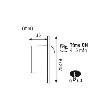 Paulmann 92923 - LED/1,1W Schodiskové svietidlo so senzorom WAND 230V 2700K