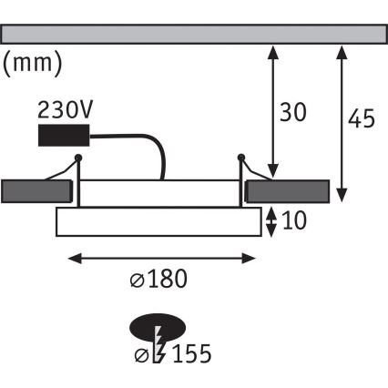 Paulmann 92935 - LED/12W IP44 Stmievateľné kúpeľňové podhľadové svietidlo AREO 230V priemer 18 cm matný chróm