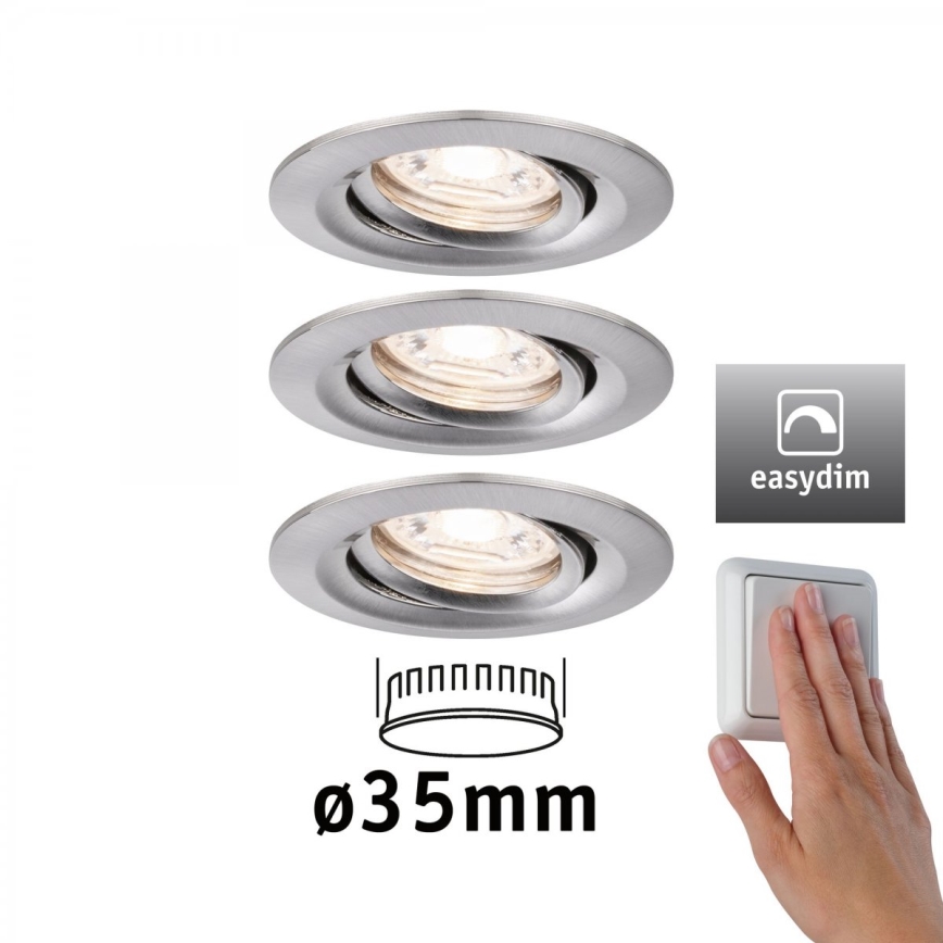 Paulmann 92973 - SADA 3xLED/4,2W IP23 Stmievateľné kúpeľňové svietidlo COIN 230V