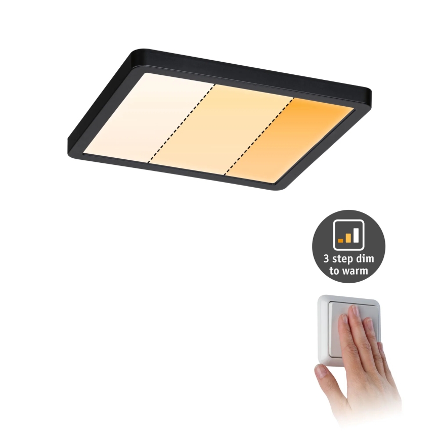 Paulmann 93101 - LED/13W IP44 Kúpeľňové zapustené svietidlo AREO 230V 2000/3000/4000K 17,5x17,5 cm čierna