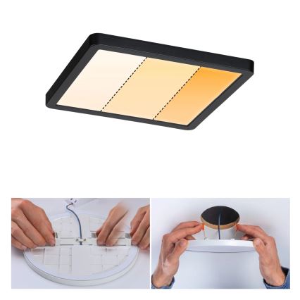 Paulmann 93101 - LED/13W IP44 Kúpeľňové zapustené svietidlo AREO 230V 2000/3000/4000K 17,5x17,5 cm čierna
