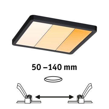Paulmann 93101 - LED/13W IP44 Kúpeľňové zapustené svietidlo AREO 230V 2000/3000/4000K 17,5x17,5 cm čierna