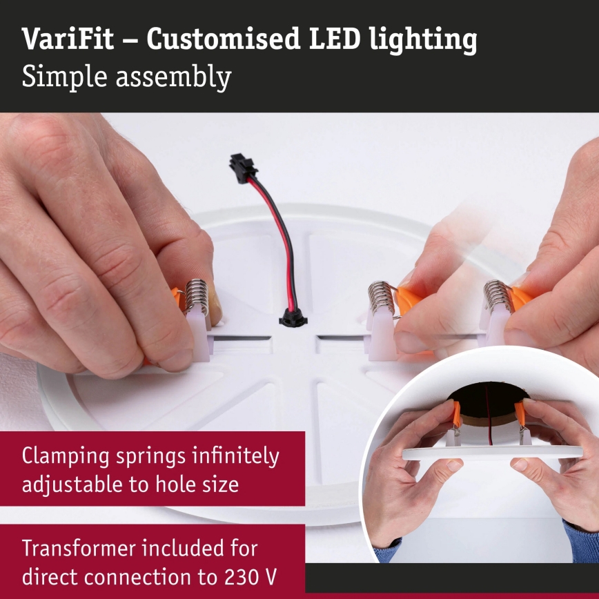 Paulmann 93102 - LED/16W IP44 Stlmiteľné kúpeľňové zapustené svietidlo AREO 230V 2000/3000/4000K priemer 23 cm čierne