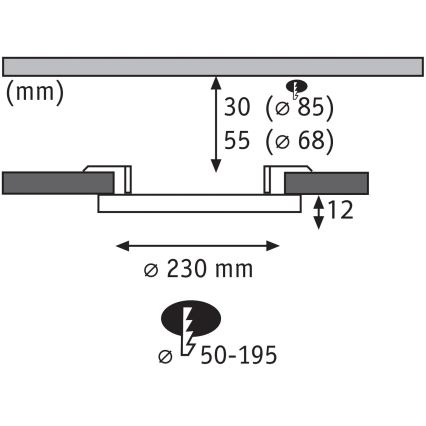 Paulmann 93102 - LED/16W IP44 Stlmiteľné kúpeľňové zapustené svietidlo AREO 230V 2000/3000/4000K priemer 23 cm čierne