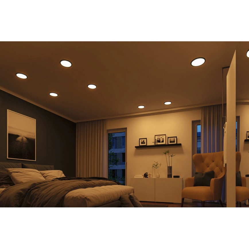 Paulmann 93102 - LED/16W IP44 Kúpeľňové zapustené stropné svietidlo AREO 230V 2000/3000/4000K priemer 23 cm čierne