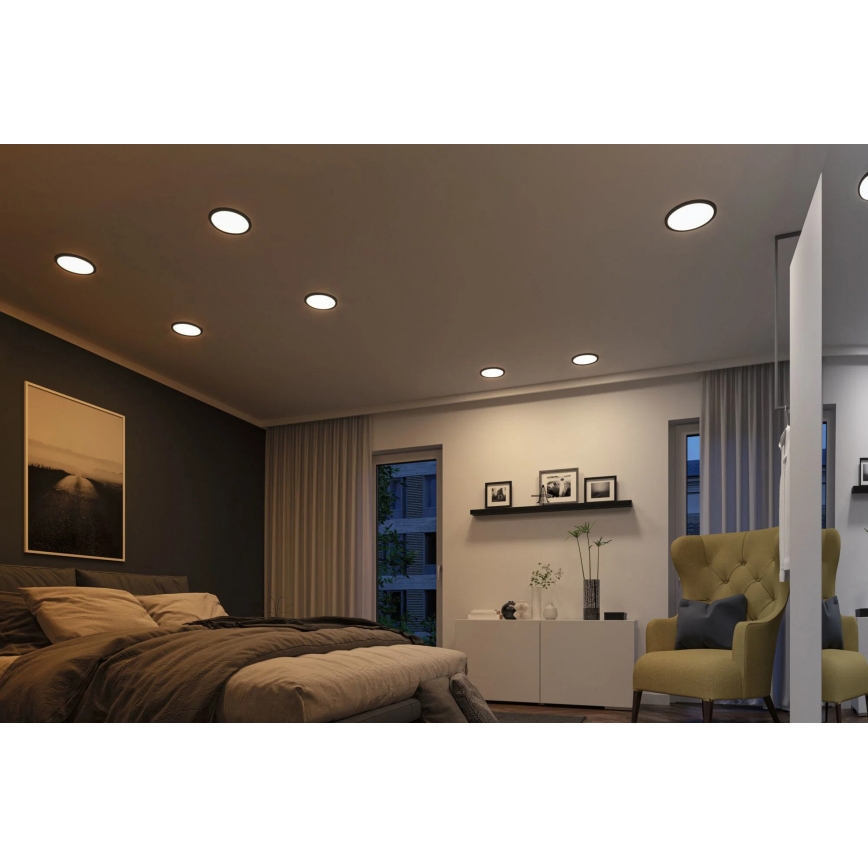 Paulmann 93102 - LED/16W IP44 Kúpeľňové zapustené stropné svietidlo AREO 230V 2000/3000/4000K priemer 23 cm čierne