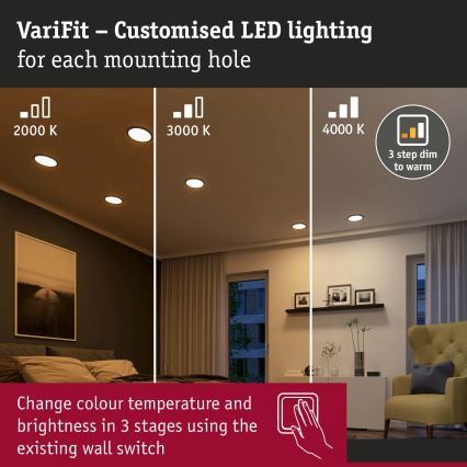 Paulmann 93102 - LED/16W IP44 Kúpeľňové zapustené stropné svietidlo AREO 230V 2000/3000/4000K priemer 23 cm čierne
