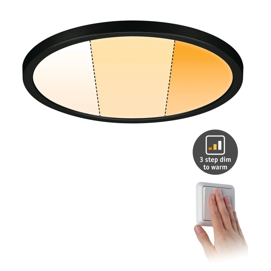 Paulmann 93102 - LED/16W IP44 Kúpeľňové zapustené stropné svietidlo AREO 230V 2000/3000/4000K priemer 23 cm čierne