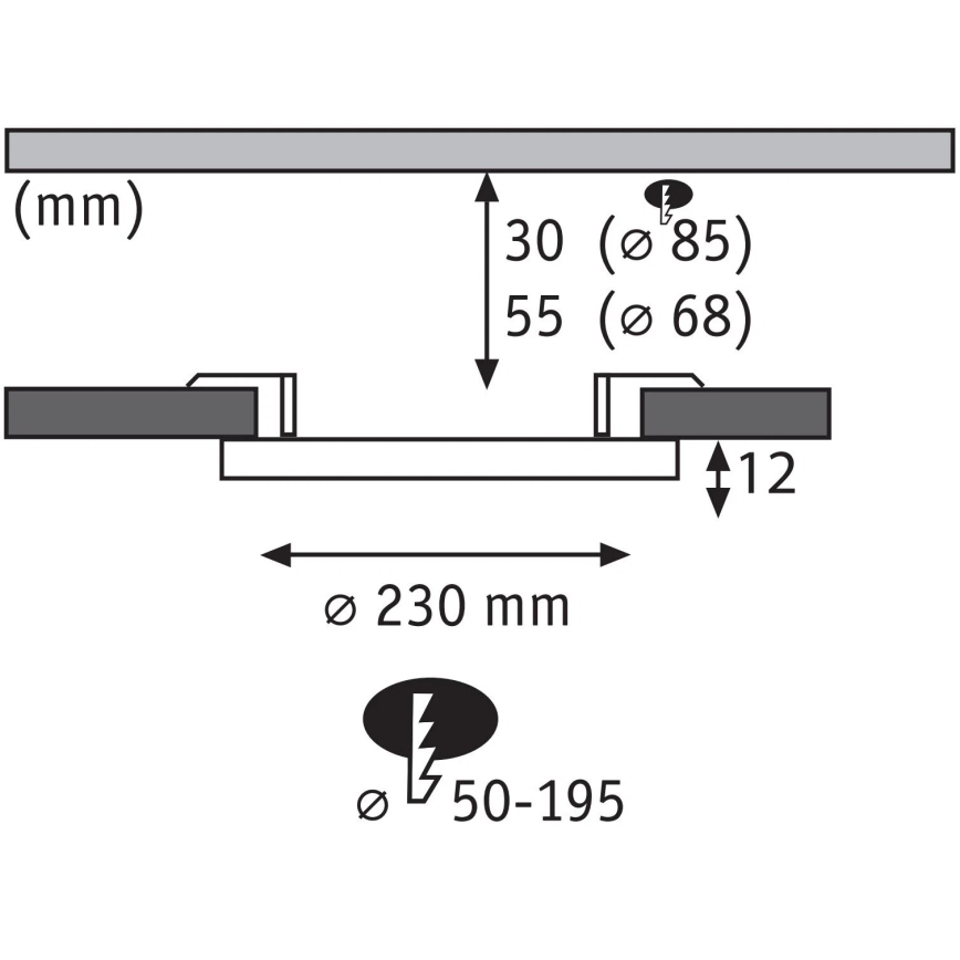 Paulmann 93102 - LED/16W IP44 Kúpeľňové zapustené stropné svietidlo AREO 230V 2000/3000/4000K priemer 23 cm čierne