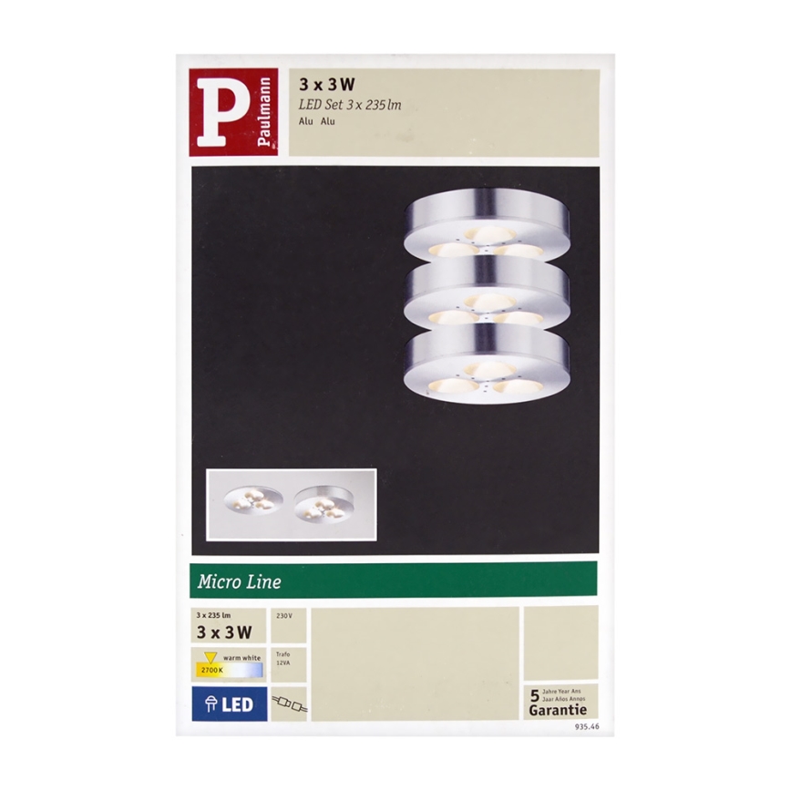 Paulmann 93546 - SADA 3x LED Podhľadové svietidlo PLANE 3xLED/3W/230V