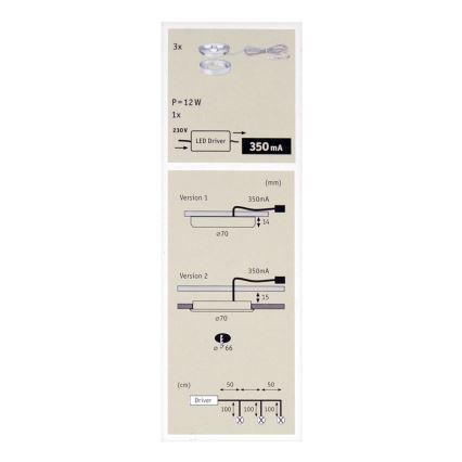 Paulmann 93546 - SADA 3x LED Podhľadové svietidlo PLANE 3xLED/3W/230V