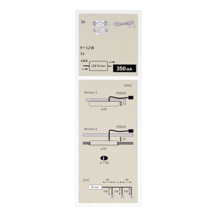 Paulmann 93546 - SADA 3xLED/3W Stropné svietidlo PLANE 230V