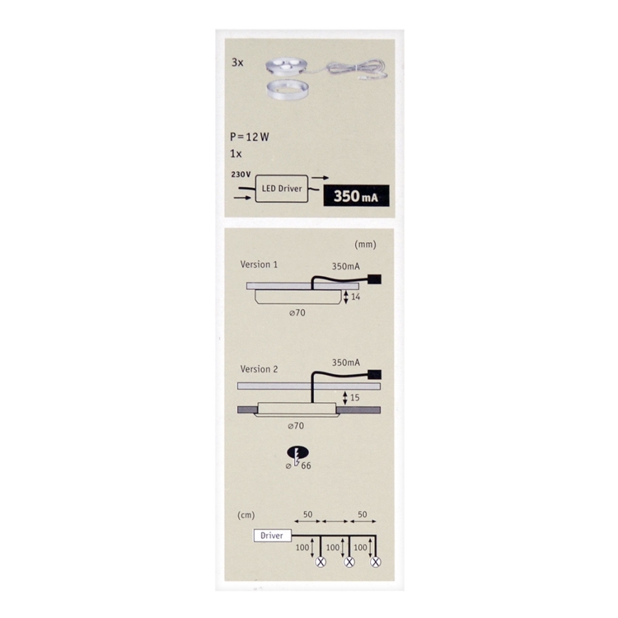 Paulmann 93546 - SADA 3x LED Podhľadové svietidlo PLANE 3xLED/3W/230V
