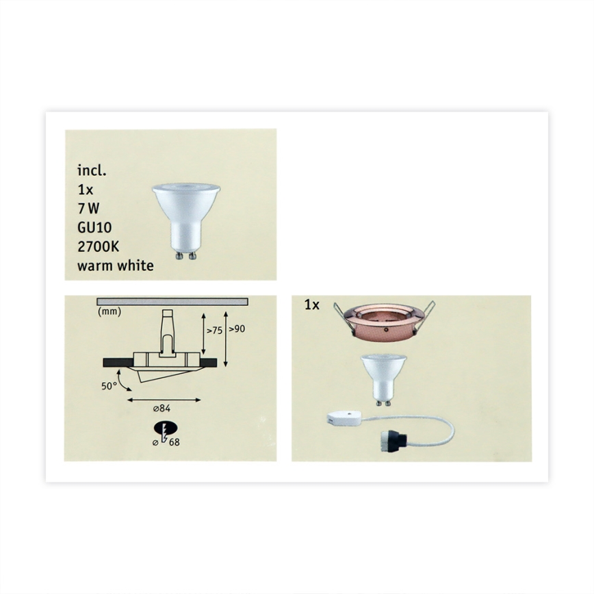 Paulmann 93604 - LED-GU10/7W IP23 Stmievateľné kúpeľňové podhľadové svietidlo NOVA 230V
