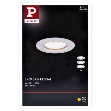 Paulmann 93655 - SADA 3xLED-GU10/4,5W Podhľadové svietidlo 230V