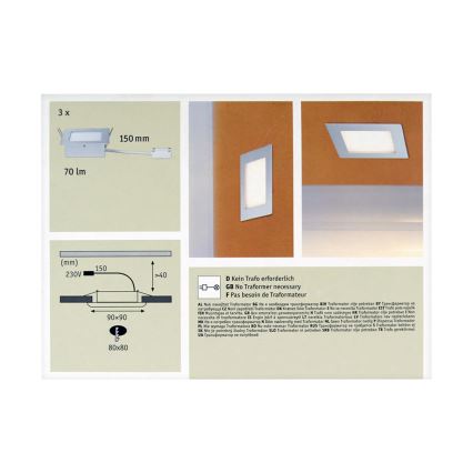 Paulmann 93758 - SADA 3xLED Schodiskové svietidlo AREAL 3xLED/2W/230V