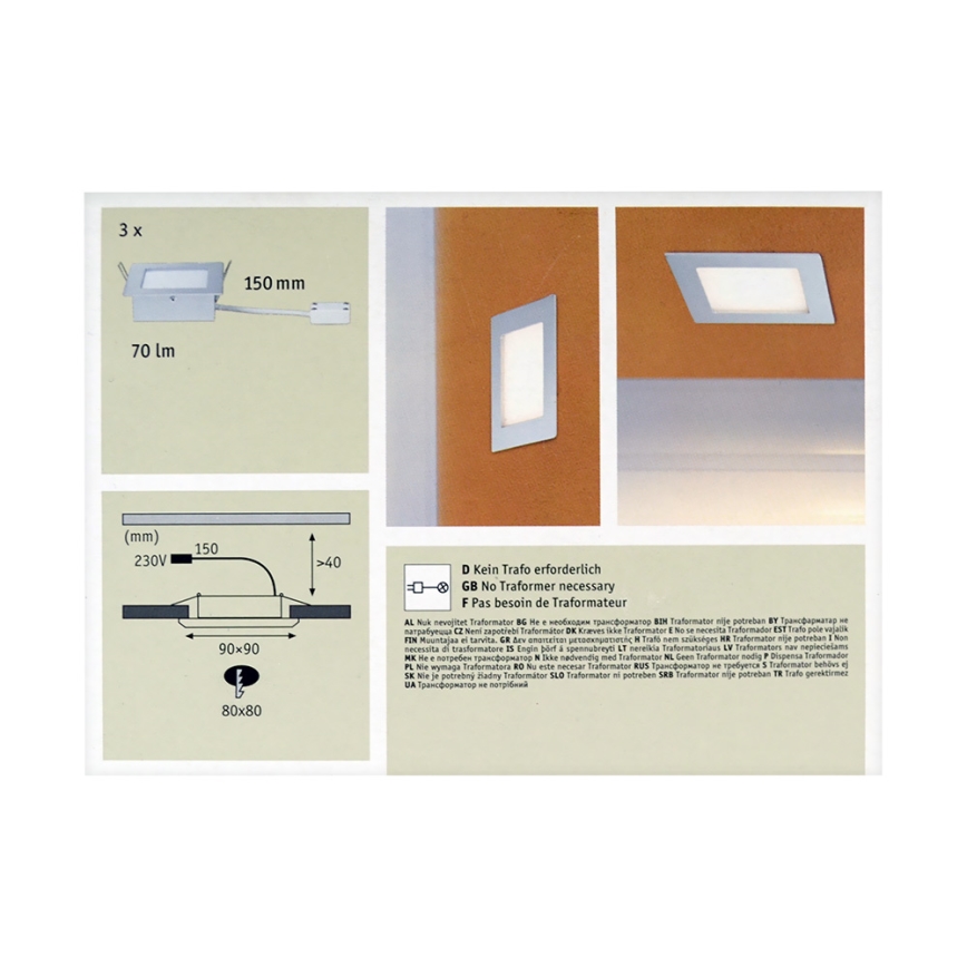 Paulmann 93758 - SADA 3xLED Schodiskové svietidlo AREAL 3xLED/2W/230V