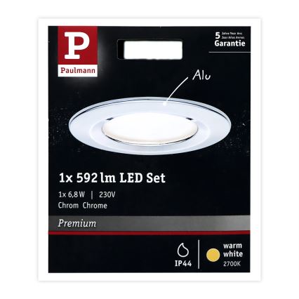 Paulmann 93861 - 1xLED/6,8W IP44 Stmievateľné podhľadové svietidlo COIN 230V