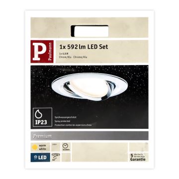 Paulmann 93867 - 1xLED/6,8W IP23 Kúpeľňové podhľadové svietidlo COIN 230V