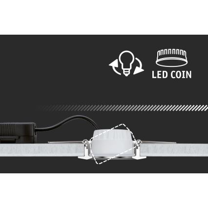LED svetlo sa montuje do stropu. Pripája sa káblom k externému zdroju. Názov produktu: LED COIN.