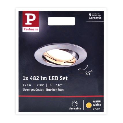 Paulmann 93963 - LED/7W IP23 Kúpeľňové stmievateľné podhľadové svietidlo COIN 230V