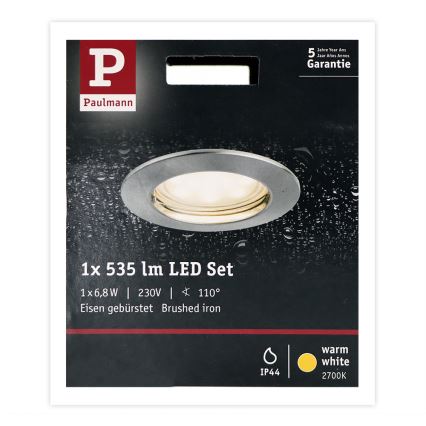 Paulmann 93975 - LED/6,8W IP44 Kúpeľňové podhľadové svietidlo COIN 230V