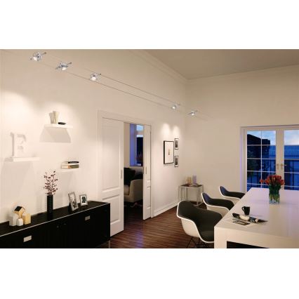 Paulmann 94133 - sada 5× GU5,3/10W, kompletný lanový systém MAC 230V v matnom chróme