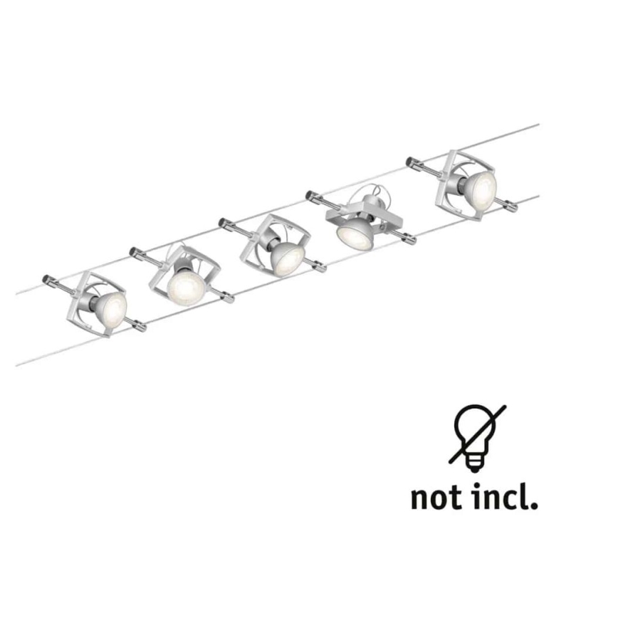 Paulmann 94133 - sada 5× GU5,3/10W, kompletný lanový systém MAC 230V v matnom chróme